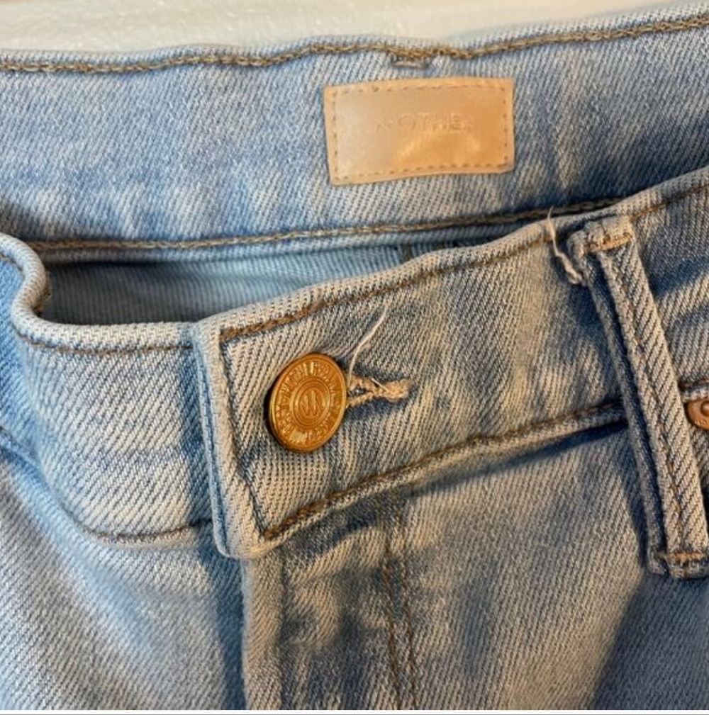 MOTHER The Mid Rise Dazzler Crop Fray in Sun-Kissed Light Wash Denim SZ 34 EUC - Picture 4 of 8